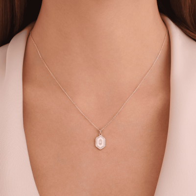 14 Ayar Altın Altıgen Baget Kolye - 2