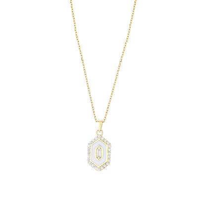 14 Ayar Altın Altıgen Baget Kolye - 3