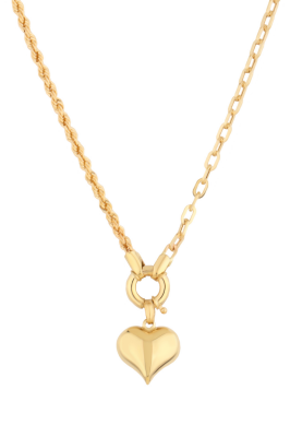 14 Ayar Altın Ataç Halat Kalpli Kolye