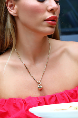 14 Ayar Altın Ataç Halat Kalpli Kolye - 3