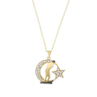 14 Ayar Altın Ay Yıldız Kolye