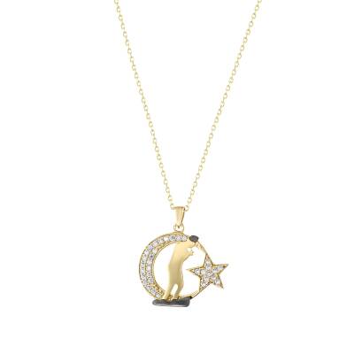 14 Ayar Altın Ay Yıldız Kolye - 3