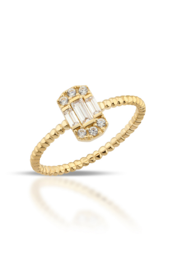 14 Ayar Altın Baget Burgu Yüzük - 1