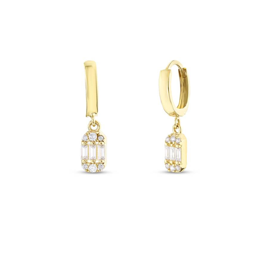 14 Ayar Altın Baget Işıltı Küpe - 2