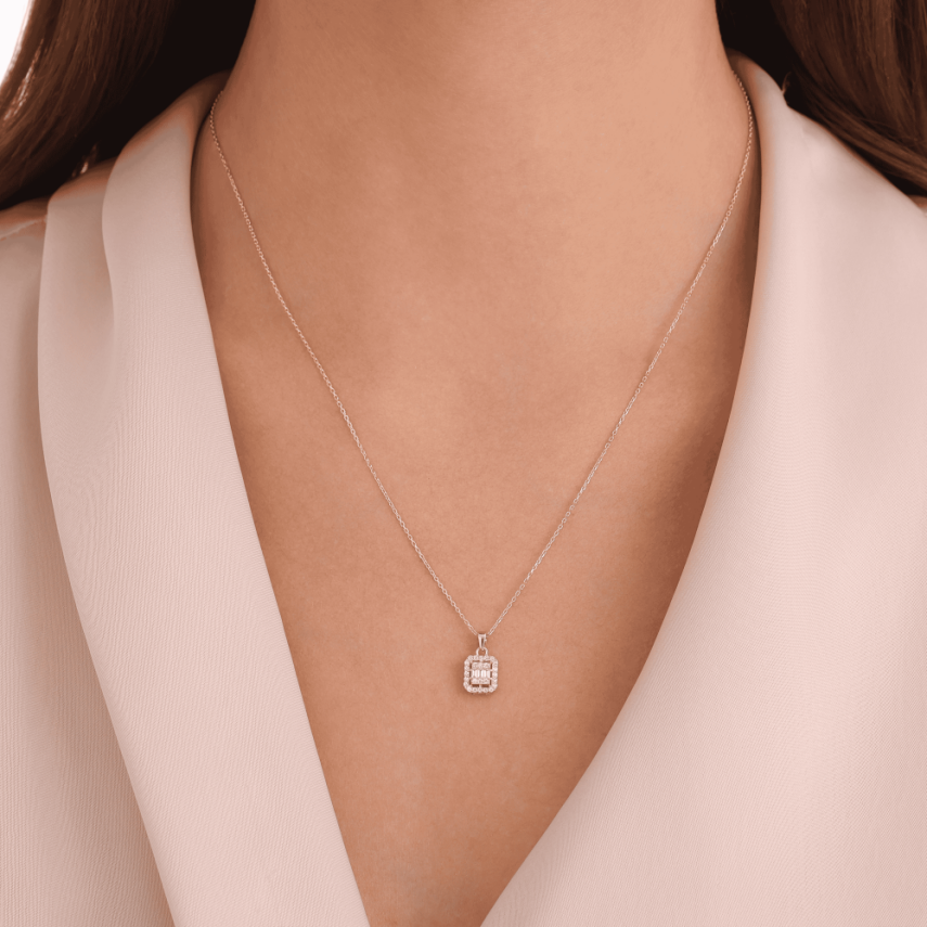 14 Ayar Altın Baget Işıltısı Kolye - 2