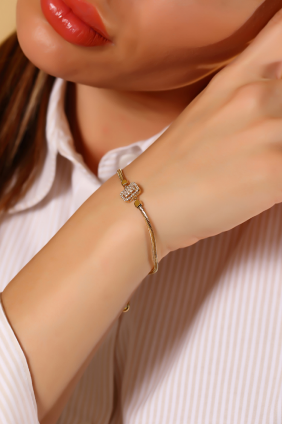 14 Ayar Altın Balık Sırtı Baget Bileklik - 1