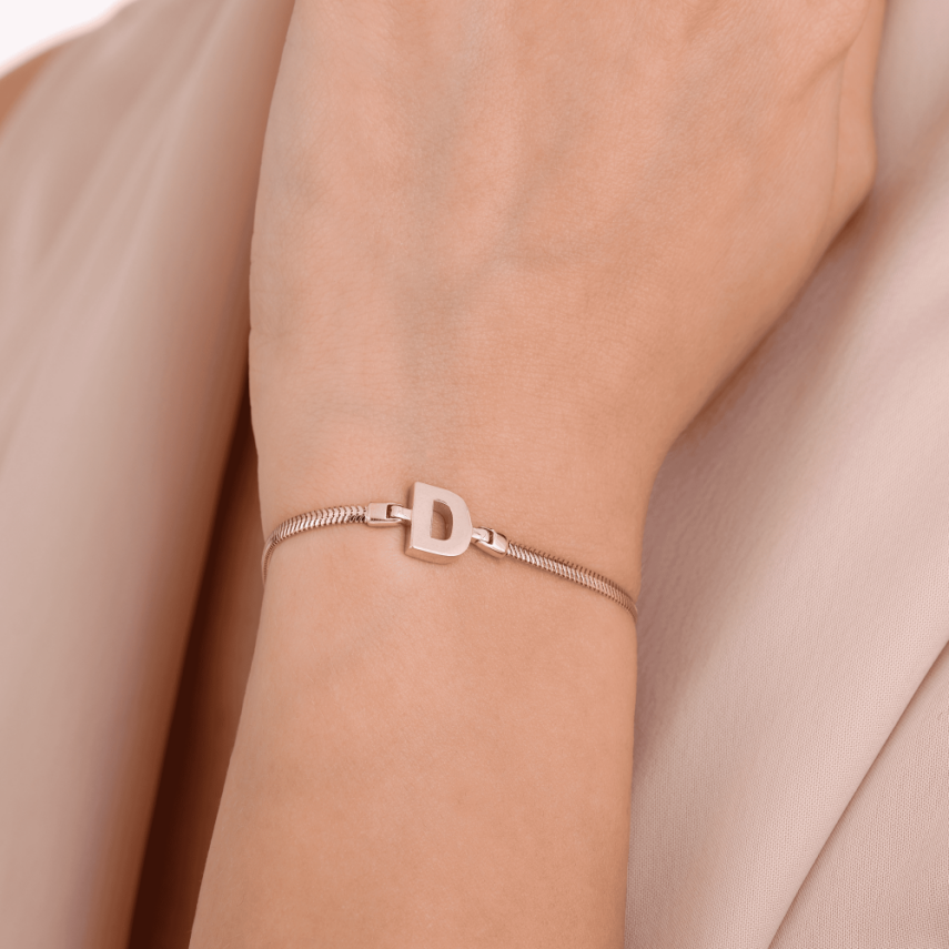 14 Ayar Altın Balık Sırtı Harfli Bileklik - 1