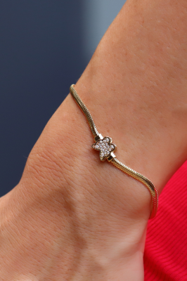 14 Ayar Altın Balık Sırtı Taşlı Kelebekli Bileklik - 2