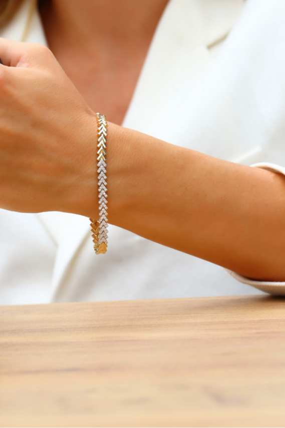 14 Ayar Altın Başak Taşlı Bileklik - 2