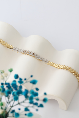 14 Ayar Altın Başak Taşlı Bileklik - 3