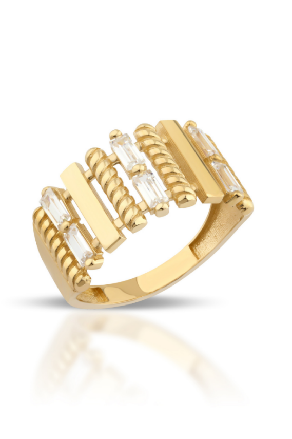 14 Ayar Altın Burgu Baget Yüzük - 1