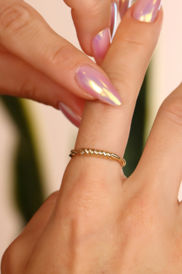 14 Ayar Altın Burgu Minimal Yüzük - 2