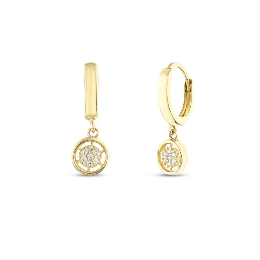 14 Ayar Altın Çiçek Küpe - 1