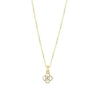 14 Ayar Altın Çiçek Zarafeti Kolye - 3