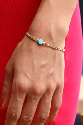 14 Ayar Altın Gurmet Altıgen Mineli Bileklik - 2