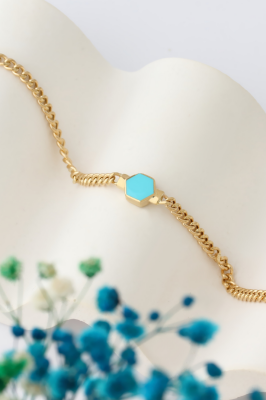 14 Ayar Altın Gurmet Altıgen Mineli Bileklik