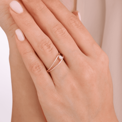 14 Ayar Altın İkili Zerafet Yüzük - 2