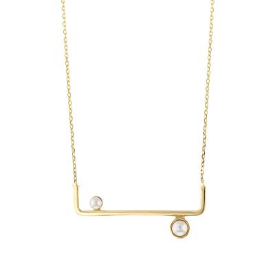 14 Ayar Altın İnci Denge Kolye