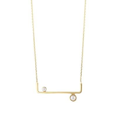 14 Ayar Altın İnci Denge Kolye - 3