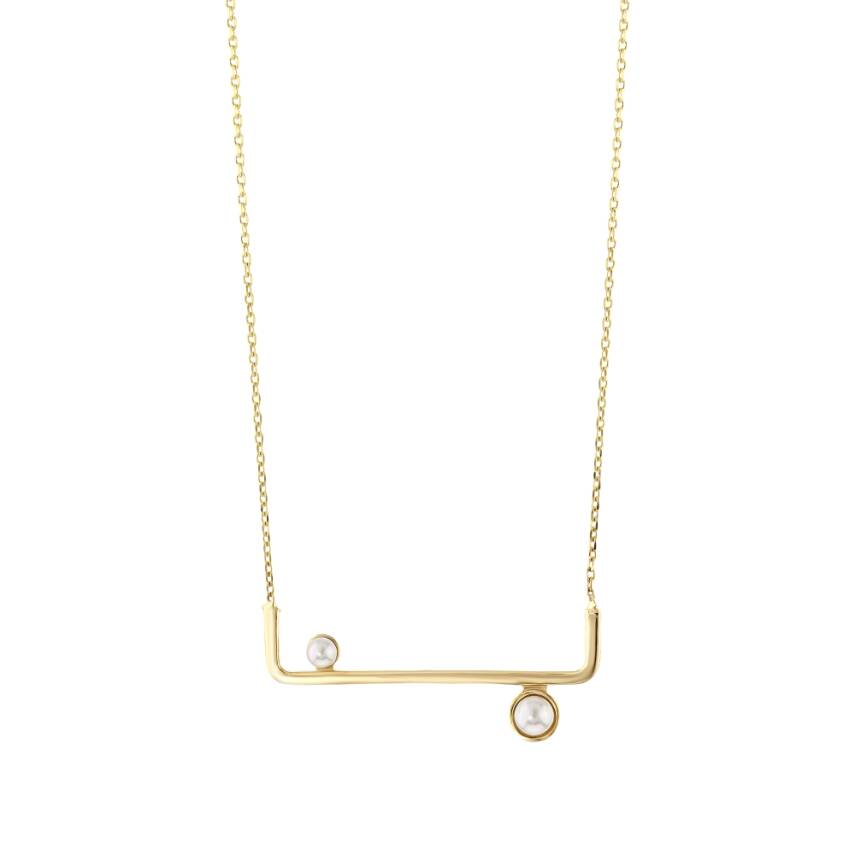 14 Ayar Altın İnci Denge Kolye - 3