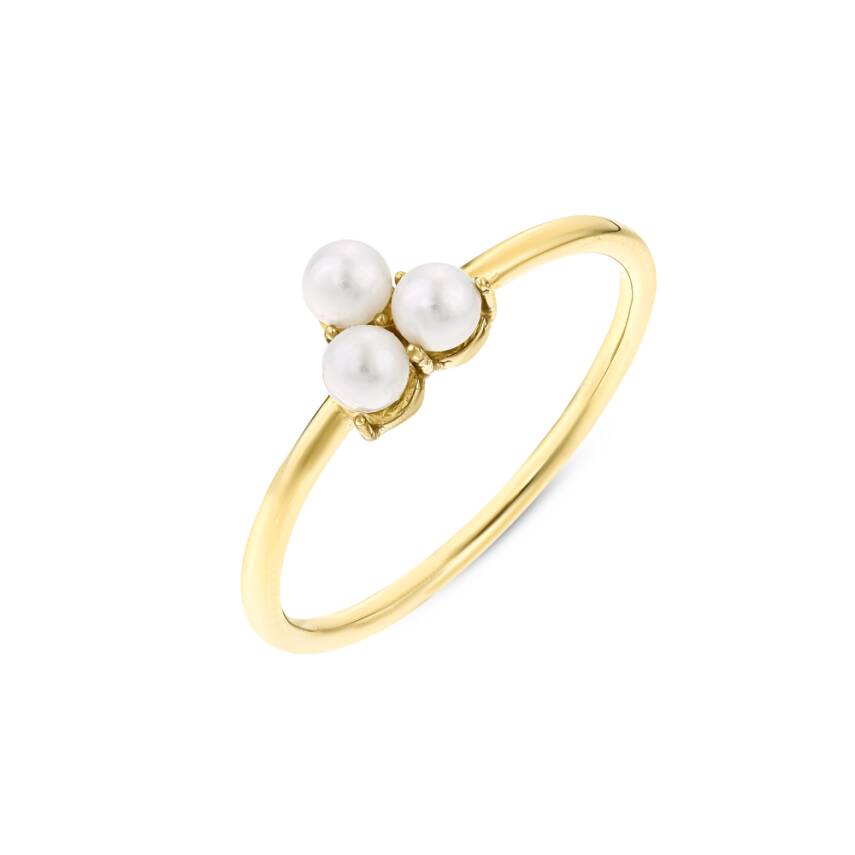 14 Ayar Altın İncili Yüzük - 1