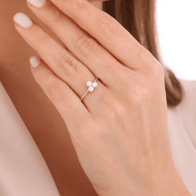 14 Ayar Altın İncili Yüzük - 2