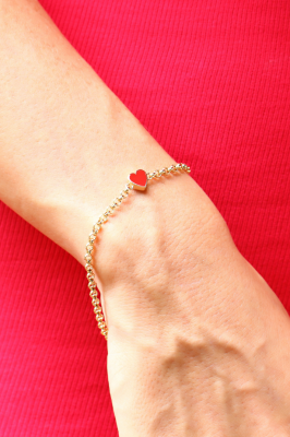 14 Ayar Altın Kalpli Mineli Bileklik - 2