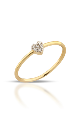 14 Ayar Altın Kalpli Taşlı Minimal Yüzük