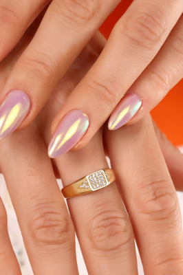 14 Ayar Altın Kare Taşlı Yüzük - 2