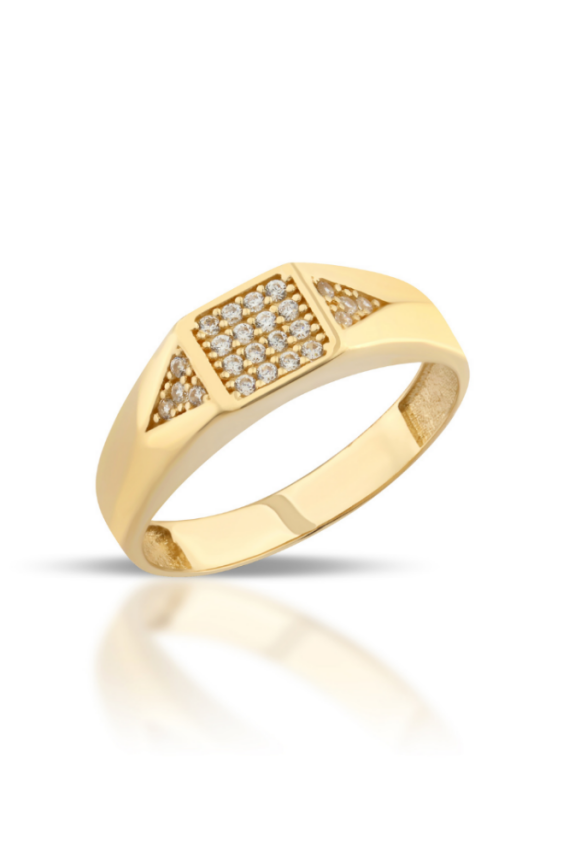 14 Ayar Altın Kare Taşlı Yüzük - 1