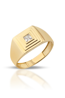 14 Ayar Altın Kare Tektaş Yüzük