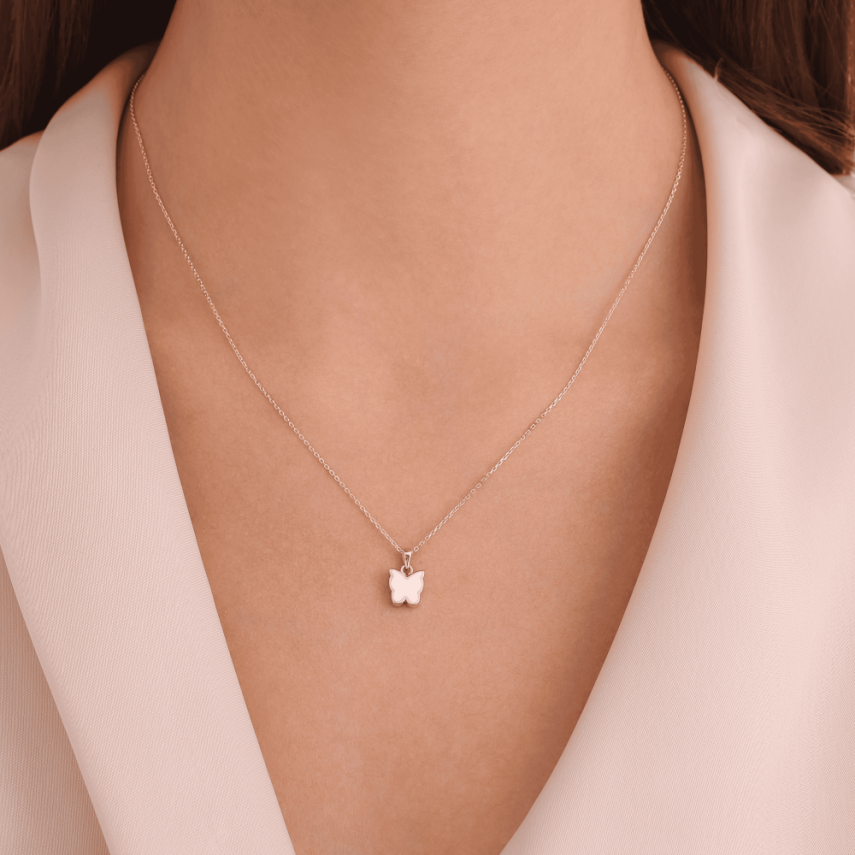 14 Ayar Altın Kelebek Mineli Kolye - 3