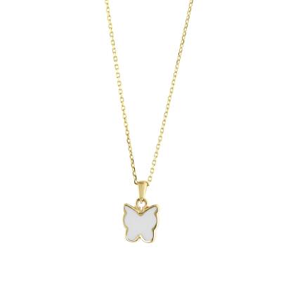 14 Ayar Altın Kelebek Mineli Kolye - 6