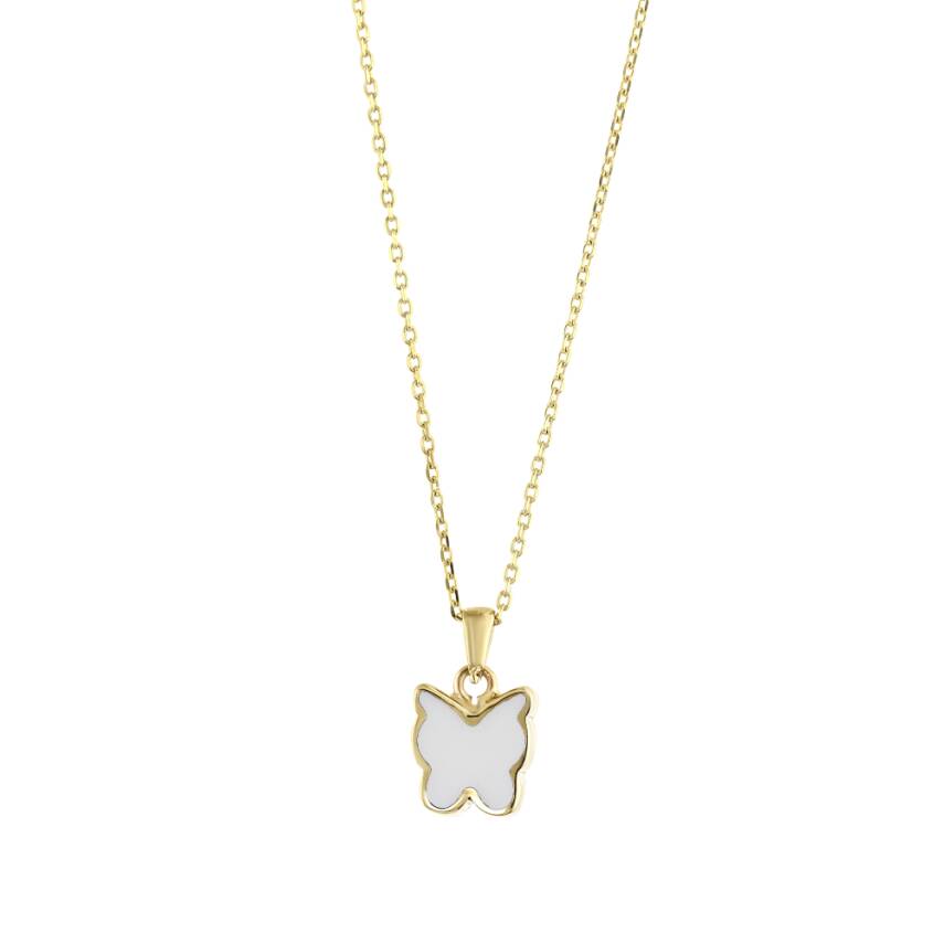 14 Ayar Altın Kelebek Mineli Kolye - 6