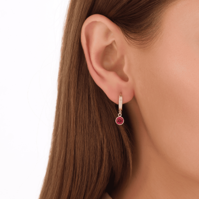 14 Ayar Altın Kırmızı Işıltı Küpe 