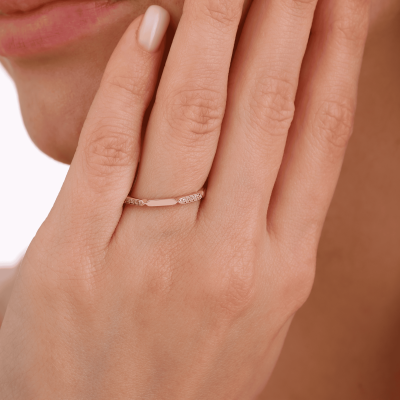 14 Ayar Altın Köşe Işıltısı Yüzük - 2