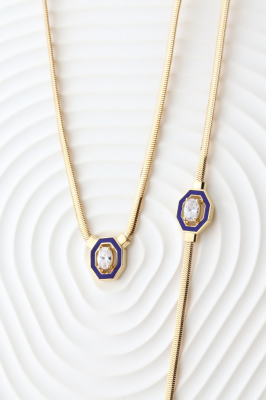 14 Ayar Altın Lacivert Mineli İkili Takım