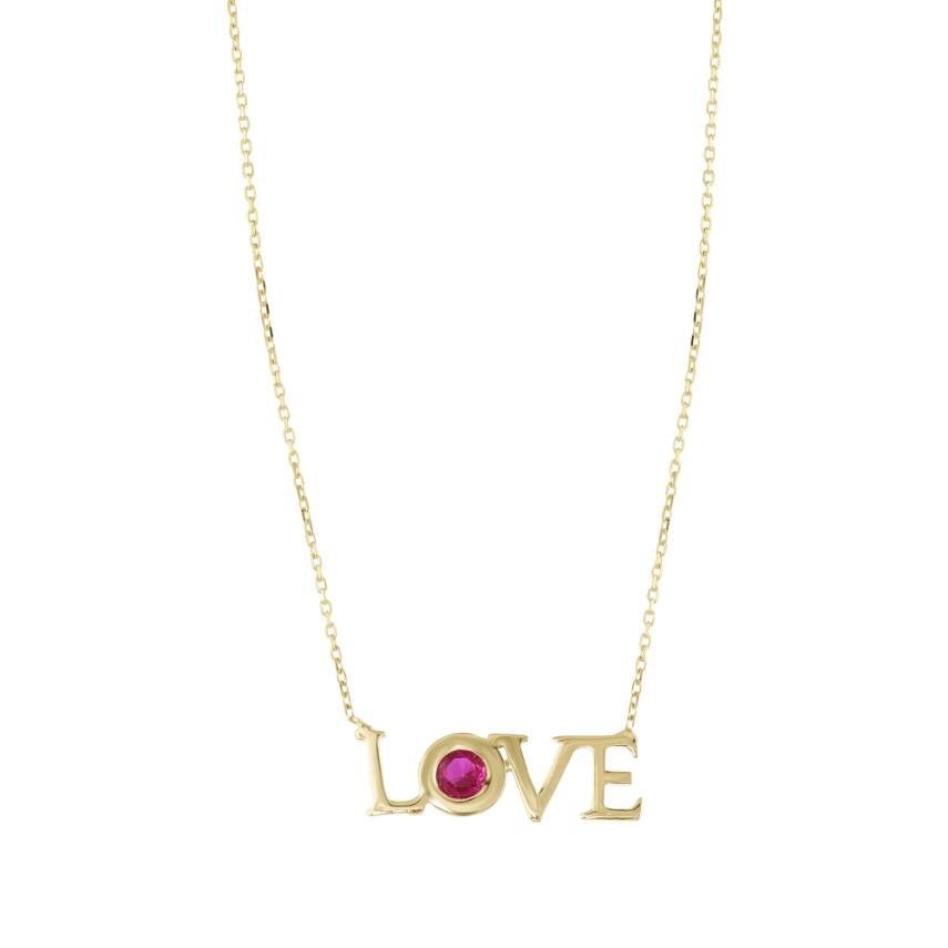 14 Ayar Altın Love Kolye - 3