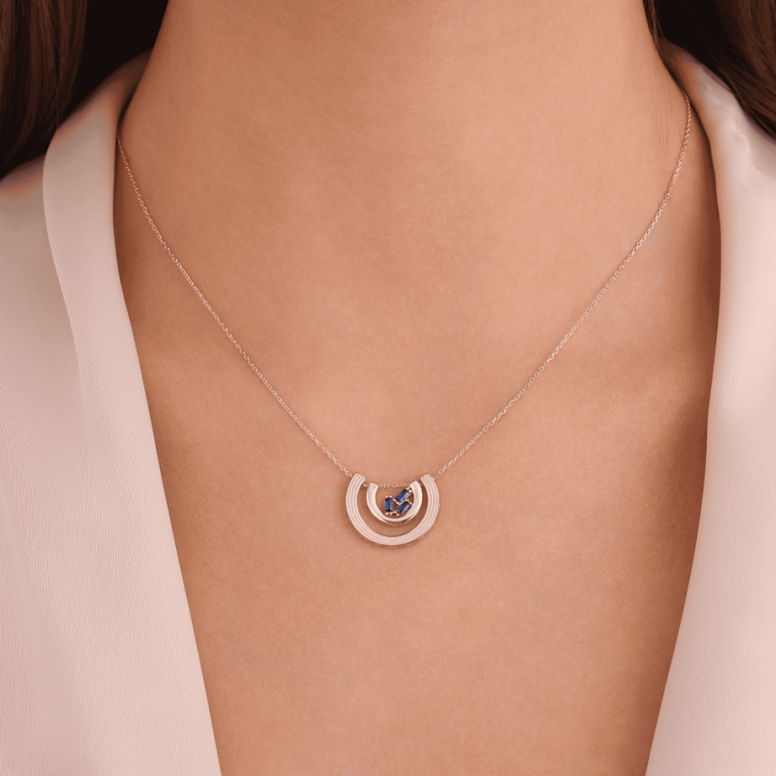 14 Ayar Altın Mavi Aura Kolye - 2