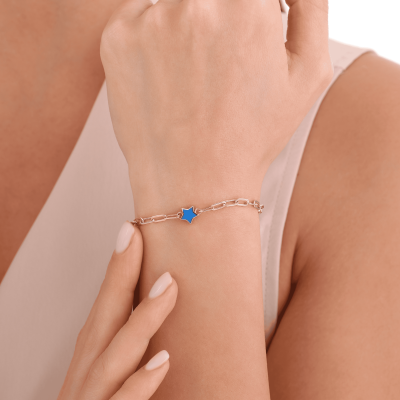 14 Ayar Altın Mavi Mineli Yıldız Bileklik