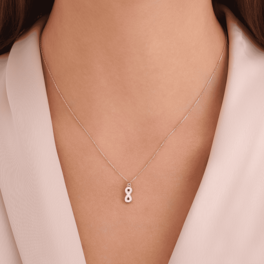 14 Ayar Altın Mineli Sonsuzluk Kolye - 5