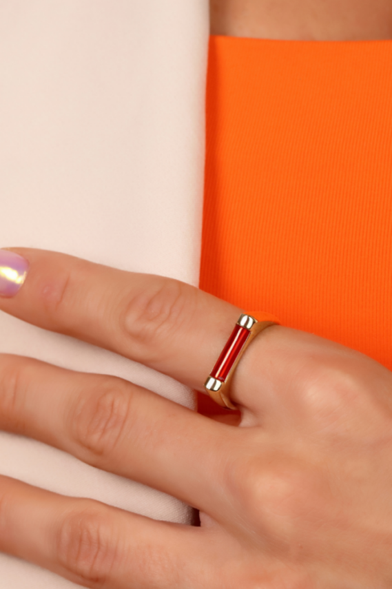 14 Ayar Altın Mineli Yüzük - 2