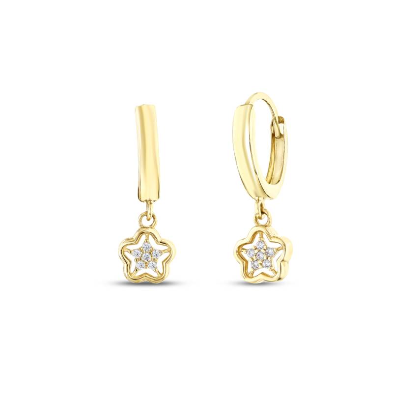 14 Ayar Altın Minik Yıldız Küpesi - 1