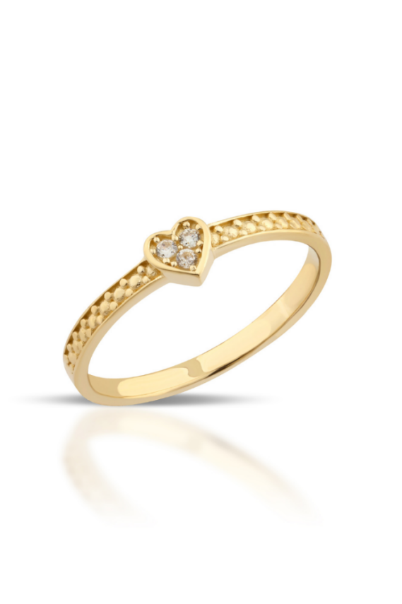 14 Ayar Altın Minimal Kalpli Yüzük - 1