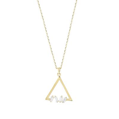 14 Ayar Altın Minimal Üçgen Kolye