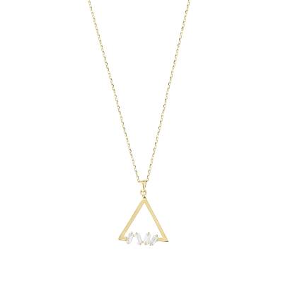 14 Ayar Altın Minimal Üçgen Kolye - 3