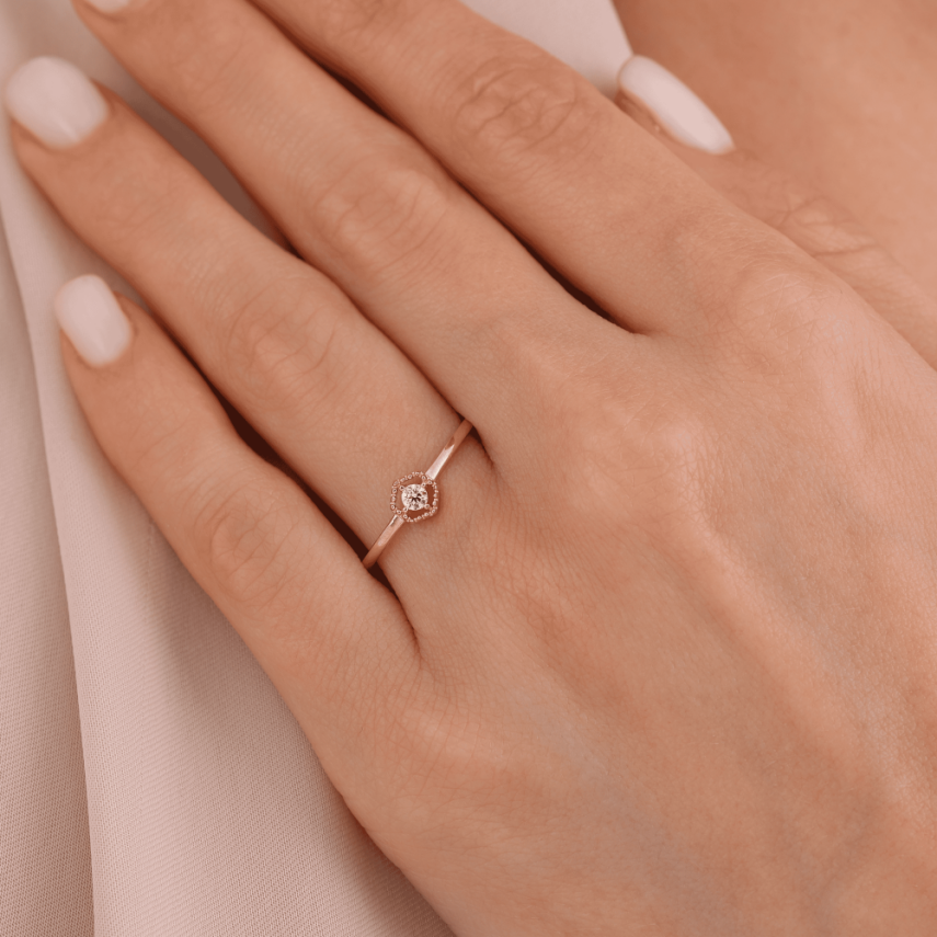 14 Ayar Altın Parıltı Tacı Yüzük Yüzük - 2