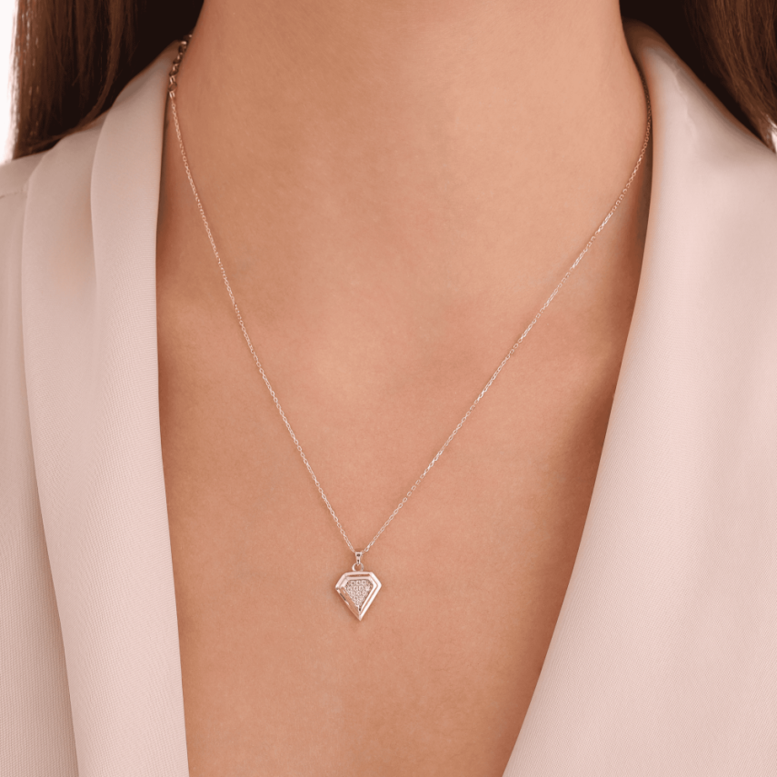 14 Ayar Altın Parıltı Üçgen Kolye - 2