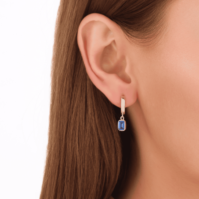 14 Ayar Altın Safir Zarafet Küpe - 2