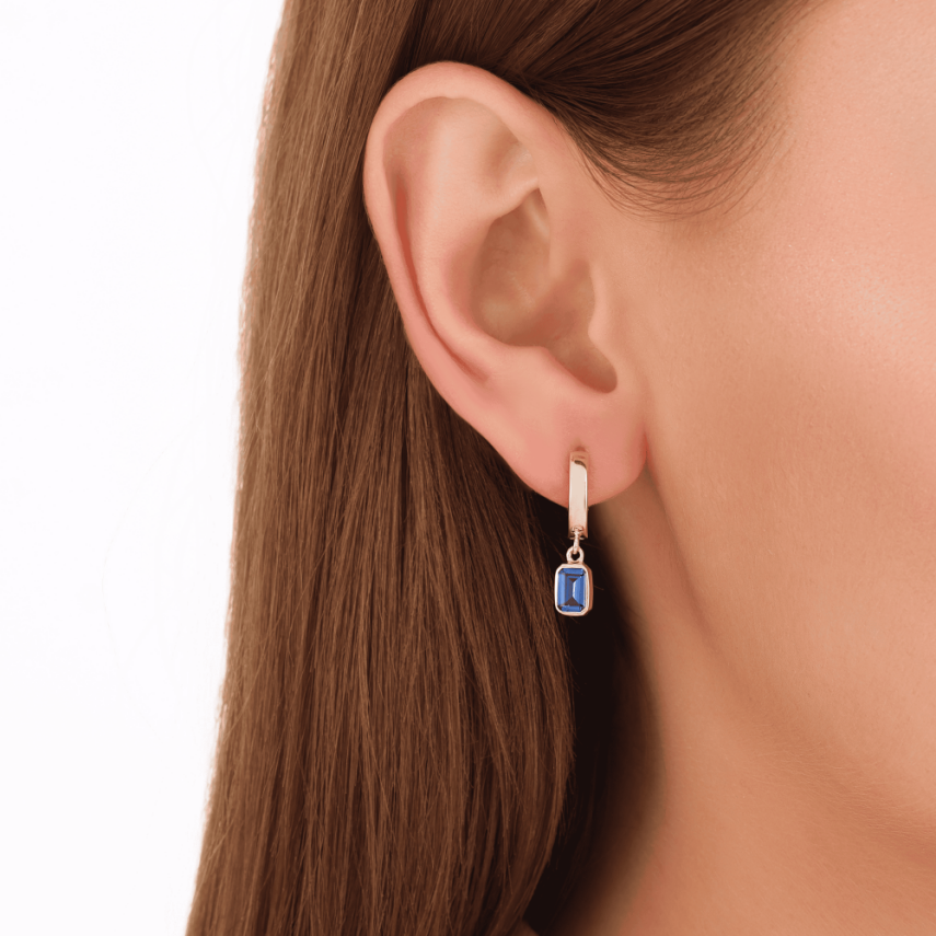 14 Ayar Altın Safir Zarafet Küpe - 2